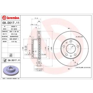 Front Vented Brake Disc Pair Coated - 280mm Diameter