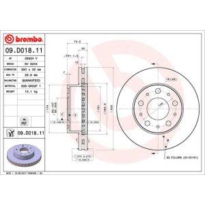 Front Vented Brake Disc Coated - 300mm Diameter