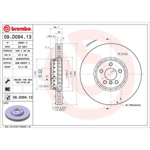 Front Lh Vented Brake Disc Coated - 348mm Diameter