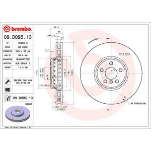 Front Rh Vented Brake Disc Coated - 348mm Diameter