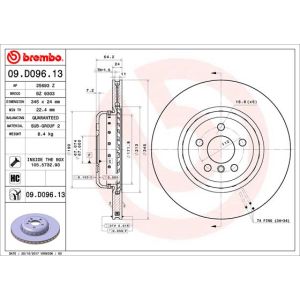 Rear Vented Brake Disc Coated - 345mm Diameter