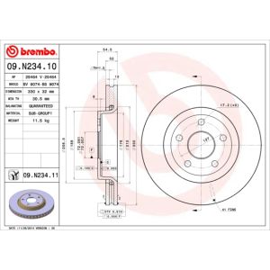 Front Vented Brake Disc Coated - 330mm Diameter