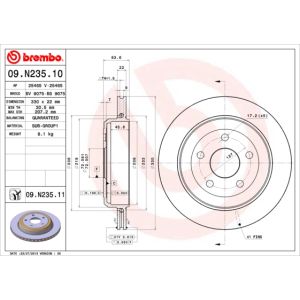 Rear Vented Brake Disc Coated - 330mm Diameter