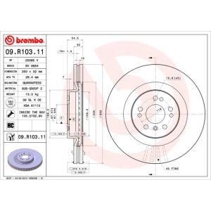 Front Vented Brake Disc Coated - 350mm Diameter