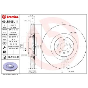 Front Vented Brake Disc Coated - 375mm Diameter