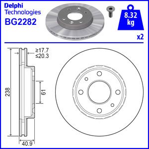 Front Vented Brake Disc Pair - 238mm Diameter