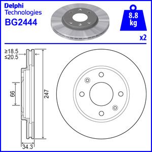 FRONT VENTED BRAKE DISC PAIR - 247MM DIAMETER