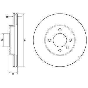 Front Vented Brake Disc Pair - 256mm Diameter