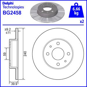 SOLID BRAKE DISC PAIR - 240MM DIAMETER