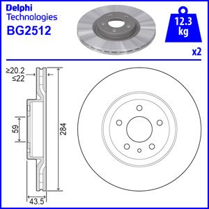 FRONT VENTED BRAKE DISC PAIR - 284MM DIAMETER