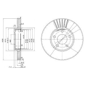 Front Vented Brake Disc Pair - 288mm Diameter