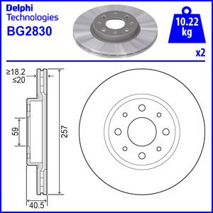 FRONT VENTED BRAKE DISC PAIR - 257MM DIAMETER