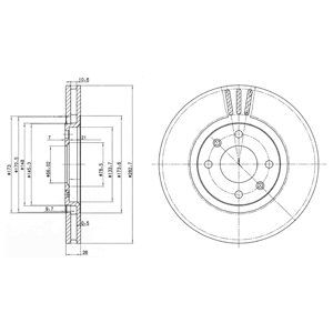 Front Vented Brake Disc Pair - 283mm Diameter