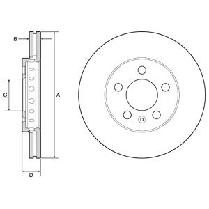 Front Vented Brake Disc Pair Coated - 256mm Diameter