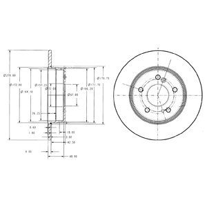 Rear Solid Brake Disc Pair Coated - 278mm Diameter