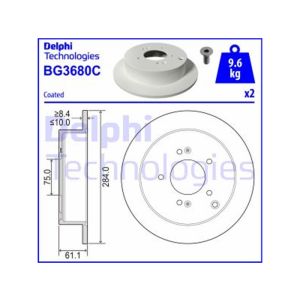 Rear Solid Brake Disc Pair Coated - 284mm Diameter