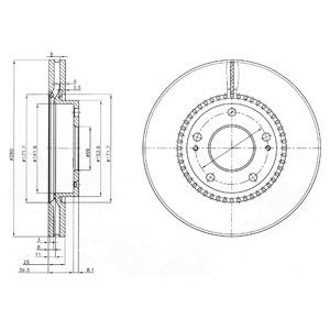 Front Vented Brake Disc Pair Coated - 280mm Diameter