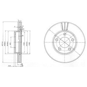 FRONT VENTED BRAKE DISC PAIR - 278MM DIAMETER