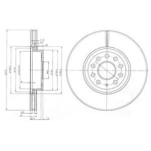 Front Vented Brake Disc Pair Coated - 312mm Diameter