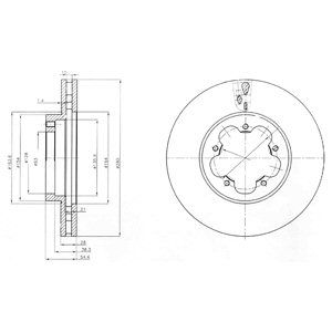 FRONT VENTED BRAKE DISC PAIR - 280MM DIAMETER