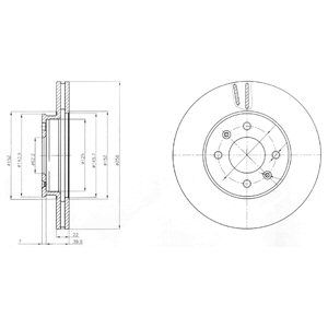 FRONT VENTED BRAKE DISC PAIR - 255.9MM DIAMETER