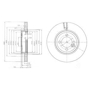 Front Vented Brake Disc Pair Coated - 280mm Diameter