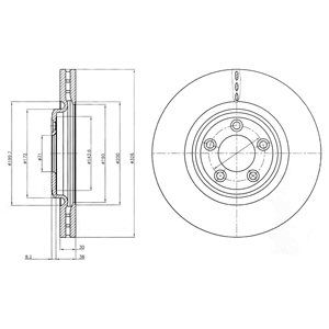 FRONT VENTED BRAKE DISC PAIR COATED - 326MM DIAMETER