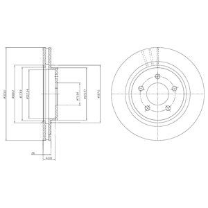 REAR VENTED BRAKE DISC PAIR COATED - 302MM DIAMETER