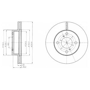 Front Vented Brake Disc Pair Coated - 230.8mm Diameter