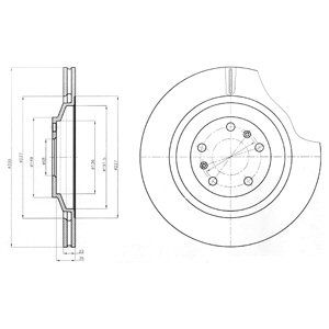 Rear Vented Brake Disc Pair Coated - 335mm Diameter