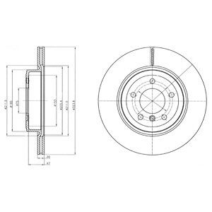 REAR VENTED BRAKE DISC PAIR COATED - 323.8MM DIAMETER