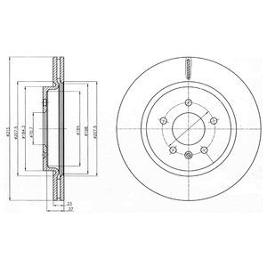 Rear Vented Brake Disc Pair Coated - 315mm Diameter