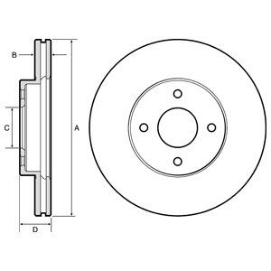 FRONT VENTED BRAKE DISC PAIR - 259.7MM DIAMETER