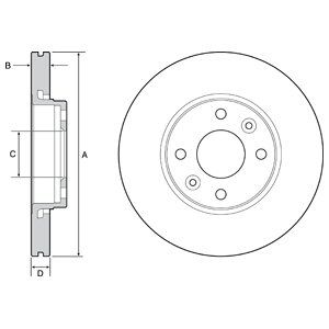 Front Vented Brake Disc Pair Coated - 258mm Diameter