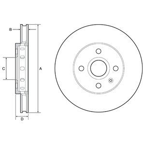 Front Vented Brake Disc Pair Coated - 256mm Diameter