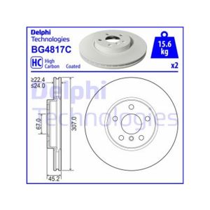 FRONT VENTED BRAKE DISC PAIR COATED - 307MM DIAMETER