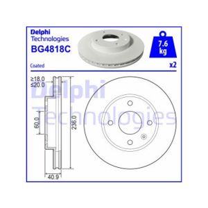 FRONT VENTED BRAKE DISC PAIR COATED - 235.6MM DIAMETER