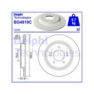 Rear Solid Brake Disc Pair Coated - 284mm Diameter