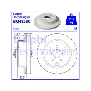 REAR VENTED BRAKE DISC PAIR COATED - 278MM DIAMETER