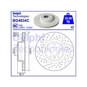 REAR VENTED BRAKE DISC PAIR COATED - 345MM DIAMETER