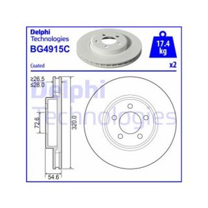 FRONT VENTED BRAKE DISC PAIR COATED - 320MM DIAMETER