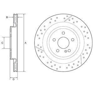 REAR VENTED BRAKE DISC PAIR COATED - 330MM DIAMETER