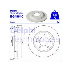 Rear Solid Brake Disc Pair - 262mm Diameter