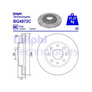 FRONT VENTED BRAKE DISC PAIR COATED - 236MM DIAMETER