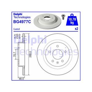 REAR VENTED BRAKE DISC PAIR COATED - 288MM DIAMETER