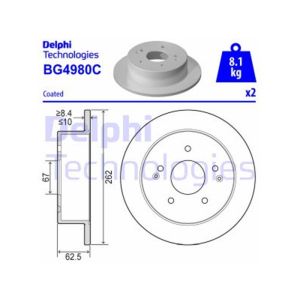 REAR SOLID BRAKE DISC PAIR COATED - 262MM DIAMETER