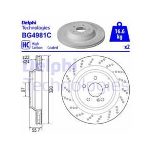 REAR VENTED BRAKE DISC PAIR COATED - 320MM DIAMETER