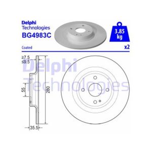 REAR SOLID BRAKE DISC PAIR COATED - 280MM DIAMETER