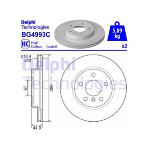 FRONT VENTED BRAKE DISC PAIR COATED - 280MM DIAMETER