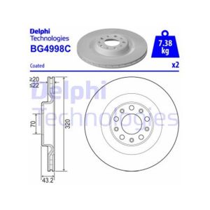 Rear Vented Brake Disc Pair - 320mm Diameter